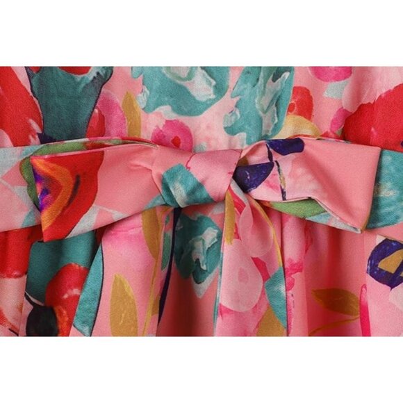 Bevorzugt Floral Printed Dresses with Bowknot Short Sleeve Easter Spring - Picture 4 of 8